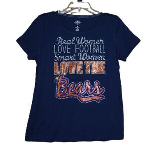 Bears Real Women Love Football rhinestone navy  short sleeve shirt XS S M L XL…